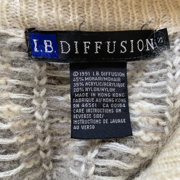 Vintage I.B. Diffusion Classic Wool Button Cable Knit Cardigan Sweater Oversized - Picture 8 of 11